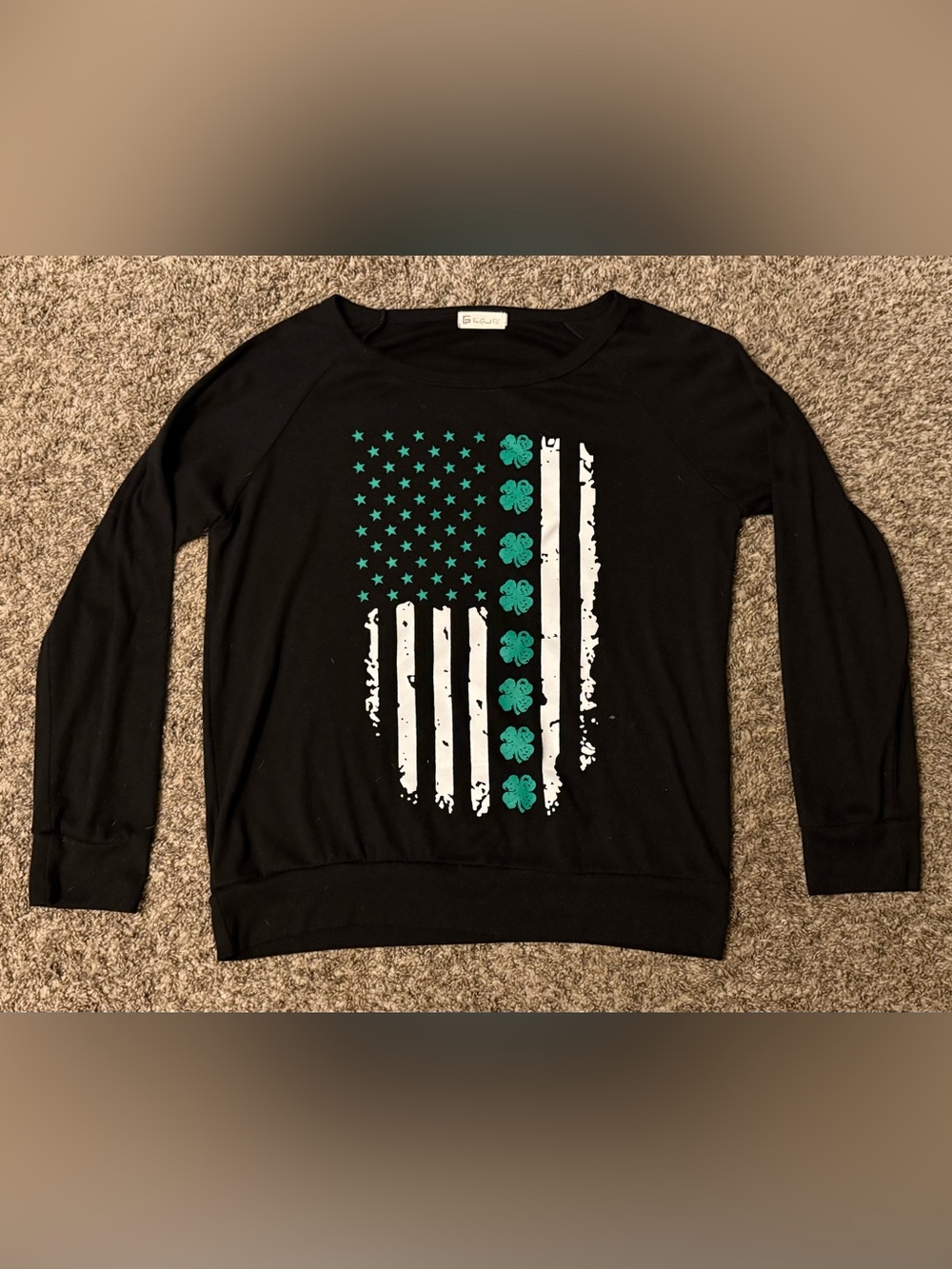 For G and PL Black Crewneck Long Sleeved Tee - Simple Logo Detail